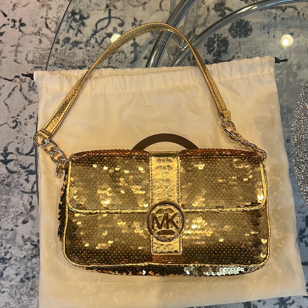 Michael Kors gold sequin shoulder bag
